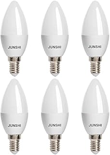 JUNSHI 5W E14 LED Candle Bulbs,40W Incandescent Bulbs Equivalent,435lm,6500K Cool White,C37 SES Small Edison Screw LED Bulbs,Non Dimmable-Pack of 6