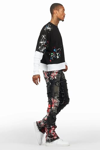 Men's Kodak Grey/Red Painter Stacked Flare Fringe Jean3