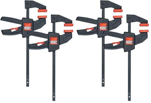 BESSEY Einhandzwingen EZS11-4SET, Spannweite 110 mm Ausladung 40 mm, Spannkraft 20 Kg, 2 Stück, Umsteckbar zum spreizen, Einhandbedienung ohne Kraftaufwand, Gewicht 0,12 Kg (Packung mit 2)