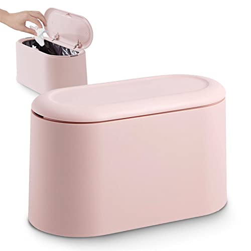 JEEZAO Tischmülleimer mit Aufpoppen Deckel, Mini Plastik Tisch...