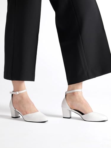 Image of Marc Loire Women's Pointed Toe Block Heel Fashion Sandals with Buckled Ankle Strap