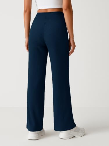 Image of Pinkmint Women's Poly Lycra Trouser, High Waist Flared Korean Trousers, Trendy Casual Wear for Daily & Travel Use (Available in Plus Size)