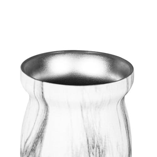 Binsakao Yerba Mate Gourd Cup Set, Stainless Steel Double-Walled Yerba Mate Tea Cup with Lid & Cleaning Brush, 8.4 oz (White)