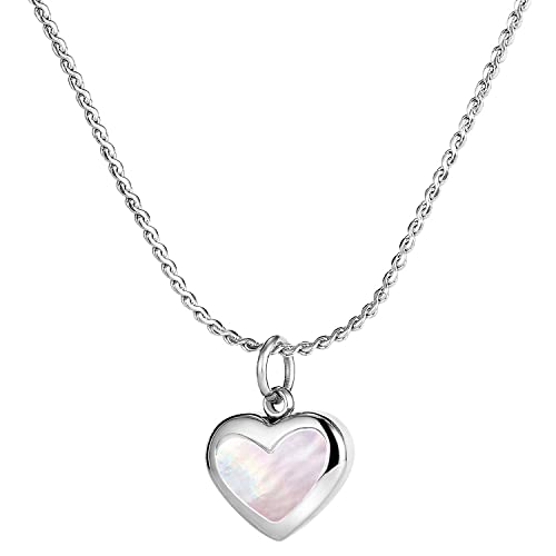 Heart Necklace Teen Girl Gifts - Heart Stainless Steel Necklace Girls Stylish Cute Heart Short Necklaces Girlfriend Gift,Womens Gifts For Christmas,Jewelry Mom Mother Silver #TOP3