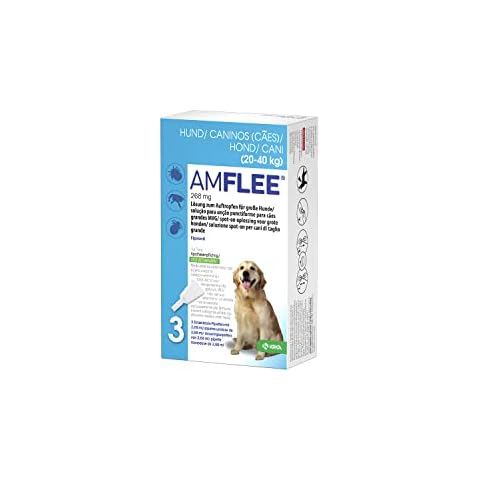 Amflee Spot On Floh- und Zeckenmittel für Hunde von 20-40 kg (L), 3 Einzeldosis-Pipetten mit 268 mg Fipronil, Lösung zum Auftropfen Cover