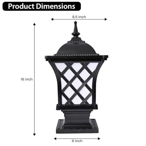 Image of GIGAWATTS ‎Express Outdoor Gate Light - 101% Rust & Waterproof Die-Casting Aluminium Exterior Piller Lamp Base Mount for Garden, Boundary Walls & Home Entrances (B22 Holder, Bulb Not Included, Black)