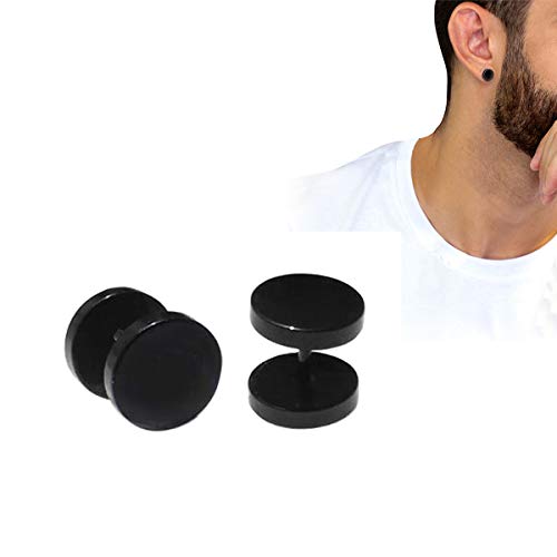 Brinco Falso Alargador Preto Em Aço Inox - 4807