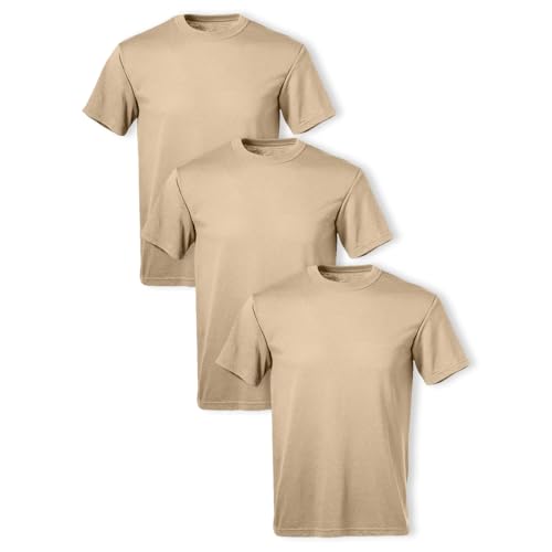 Soffe Mens 3 Pack - USA Poly/Cotton Military Tee, Sand, X-Large