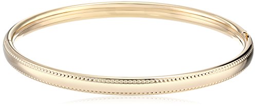 14k Gold-Filled Polished Beaded Edge Hinged Yellow Bangle Bracelet