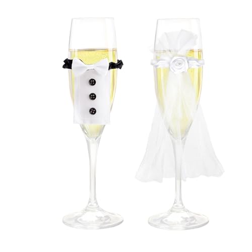 VOSSOT Decorazione da Sposa per Bicchiere da Champagne, Decorazione per Matrimonio Decorazione in Vetro per Coppia di Sposi e Sposi Decorazione da Tavolo JGA Fidanzamento Anniversario VOSSOT Decorazione da Sposa per Bicchiere da Champagne, Decorazione per Matrimonio Decorazione in Vetro per Coppia di Sposi e Sposi Decorazione da Tavolo JGA Fidanzamento Anniversario