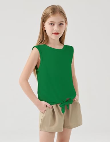 Image of Girls Crop Tops Summer Tie Knot T Shirt Short Sleeve Shirts Tee Tank Top Size 5-14 Years