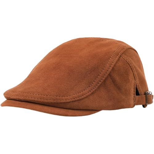 Vobumix Béret Unisexe en Peau De Mouton Daim, Chapeau De Conducteur en Cuir À Bec De Canard, Casquette De Peintre Britannique Décontractée, Chapeau De...
