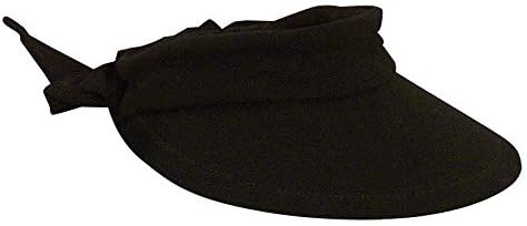 Scala Women's Deluxe Big Brim Cotton Visor with Bow, Black, One Size