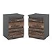 Produktbild MRBLS 2X Nachttisch Nachtschrank Nachtkommode Modern Möbel mit Schubladen Kommode Holz Schubladenschrank für Ihr Schlafzimmer (Anthrazit Industrial/Grau Matt - Old Style)  30 x 43 x 32,5 cm (B/H/T)