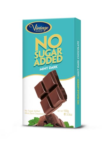Image of Vintage Luxury No Sugar Added Mint Dark Chocolate, 3.53 oz ℮ 100 g | Dark Chocolate with Natural Mint Flavour • Sweetened with Maltitol