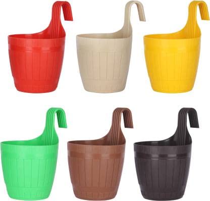 AASHU Big Hanging Planters for Railing,Plastic Flower Pots, Balcony Railing pots Hook Planter for Home, Multicolor,10 Inch,6 Pieces (B09K4CDM81) Amazon Price History, Amazon Price Tracker