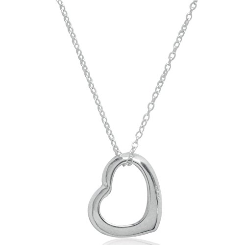 Ritastephens Ritastephens Sterling Silver or Gold-Tone Floating Open Heart Designer Inspired Love Charm Pendant Necklace
