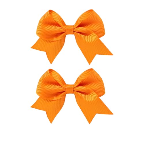 GFun 髪飾り リボン 小さめ 子供 チア 2個セット クリップ ヘアアクセサリー バレッタ 袴 卒園式 結婚式 発表会 浴衣 洋服 オレンジ