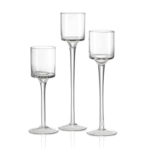 Hurricane Candle Holder Glass Tall High Tea Light Candleholders Holders Wedding Centerpieces For Tables Table Votive Long Stem Tealight Elegant Dining Party Home Decoration Gifts (Small 1 Set) #TOP1