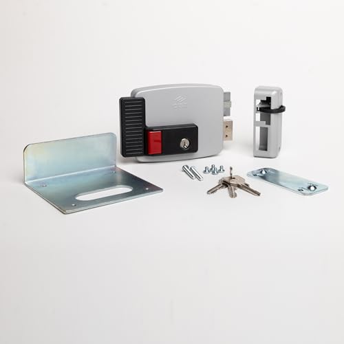 CISA - Cerradura eléctrica para aplicar 111771701N7 – Cerradura eléctrica CISA con llave y botón interiores y cerrojo – Cerradura para puerta exterior entrada 70 regulable – mano derecha