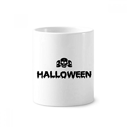 Gobelet céramique blanc Halloween pour organiser brosses et crayons