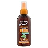equilibra Solari, Olio Spray Abbronzante Spf 6, a Base di Aloe Vera e Vitamina E, per Pelli Scure o Abbronzate, per Mantenere un'Abbronzatura Sana e Intesa, Water Resistant, 150 ml
