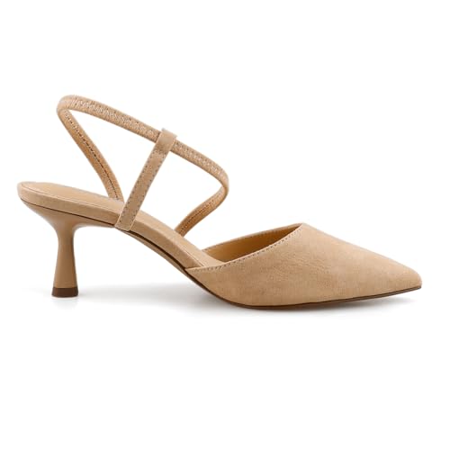 BCTEX COLL Women's Kitten Heel Slingback Closed Pointed Toe Low Stiletto Heels Comfortable Party Wedding Work Dressy Pumps Shoes2