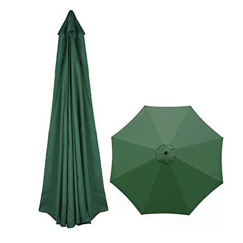 Toldo de repuesto para sombrilla de patio, 2,7 m, 8 varillas, color verde, para exteriores, jardín, mercado, mesa, terraza, toldo de tela para parasol