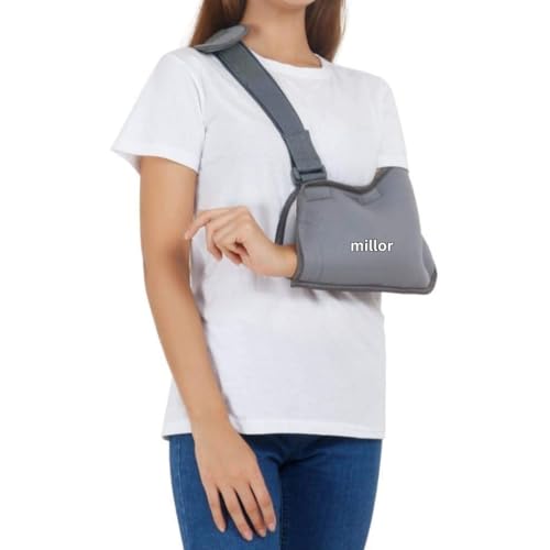 Image of Arm Sling Pouch Belt, Arm Brace Immobilizer with Elbow Support for Fracture, Sprain, Dislocation and Pain Relief, M, Black (M, Grey)