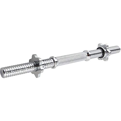 ScSPORTS® Barre d'haltères courte, longueur 42 cm, diamètre 30 mm, barre d'haltères courte avec fermetures rapides, acier chromé - Haltère courte massive et moletée Cover