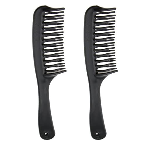 yotijar 2 Piezas de Plástico Negro Antiestático de Doble Fila Peine Largo Y Rizos Cabello