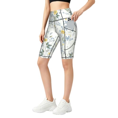 Short de sport mi-cuisse imprimé roses avec poches latérales