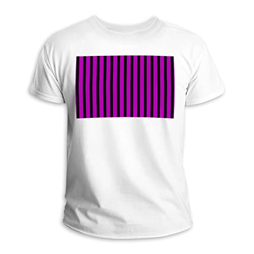 T-shirt à rayures col rond en coton rose et noir grande taille 3XL