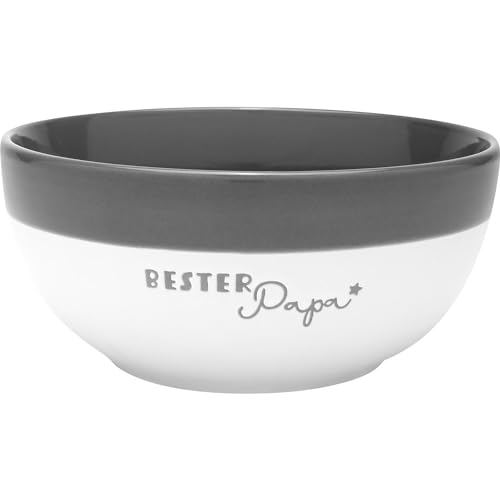 GRUSS & CO 48949 Bol avec motif « Bester Papa » - En grès émaillé coloré - Avec inscription en allemand et inscription en allemand - 60 cl - Gris - Petit...