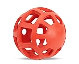 OllyDog Waffle Ball, Roller Dog Toy, Natural Rubber, for Small, Medium and Large Dogs (Fiesta)