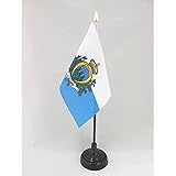 AZ FLAG   Mini Drapeau Saint Marin sans armoiries De Table   15x10 cm   Drapeau Civil Saint Marinais De Bureau 100% Polyester Avec Hampe Pointe Dorée 25cm