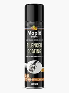 Maple Car Care Anti-Rust Silencer Coating Spray (500ml) for - High Temperature Silver Coating | Protects from Corrosion | Heat Resistance Upto 200 degreeC Clear Spray for Rust Protection,Glossy Spray