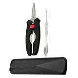 FELTECHELECTR Juego de Herramientas para Mariscos Tenedor y Alicates para Cangrejo, Color Negro, Set de 3 Piezas Caja Organizadora, Utensilios de Cocina para Comer Mariscos en Hogar