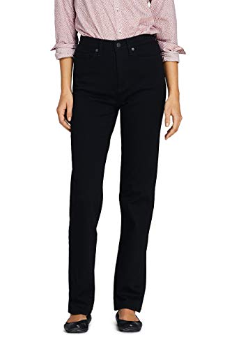Lands' End Women's High Rise Straight Leg Black Jeans Black Regular 10 32