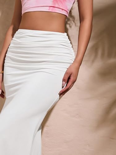 Skirts for Women Trendy Summer 2025 Bodycon Elegant Slit Thigh Regular Fit Maxi Skirt3