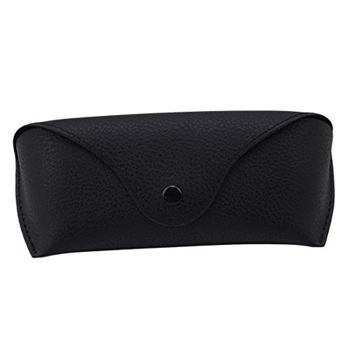 Winwinfly Étui rigide de rangement pour lunettes pliantes Faux cuir Boîte de protection de couleur unie,Noir Cover