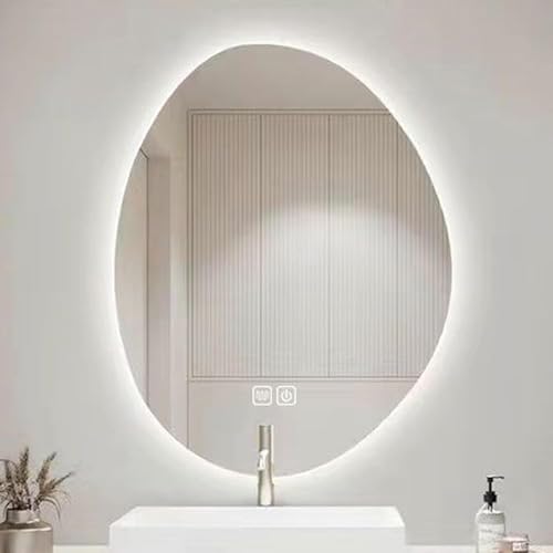 Espejo Iluminado Antivaho Retroiluminado Espejo Montado En La Pared Inodoro Diseño A Prueba De Explosiones con Interruptor Táctil Desempañar Atenuación Continua Duradero, 50cm*70cm(19.7 * 27.6in)