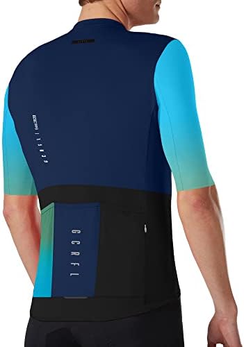 GCRFL Cycling Jersey Men Shorts Sleeves Road Bike Jersey Bicycle Tops Shirt, Zipper Pocket UPF 50+ Lightweight PRO Race Fit