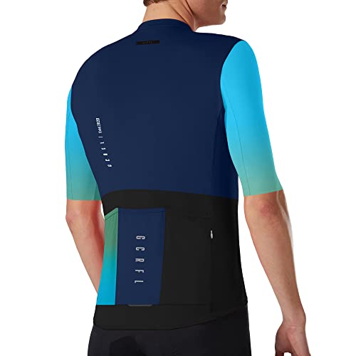 GCRFL Cycling Jersey Set Shorts Sleeves Bike Jersey Mens Bib Shorts High Density Pad, Lightweight PRO Race Fit Zipper Pocket