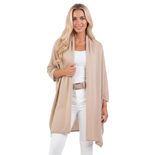 Marenza estola de mezcla de cachemira para mujer fabricada en Italia, beige claro