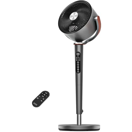 Image of hykolity Large Fan for Bedroom, 120 Oscillating Standing Fan, 85ft Air Circulator With Remote, DC Motor Quiet Floor Fans, 90 Manual Vertica, 12 Speeds, 5 Modes, 12H Timer