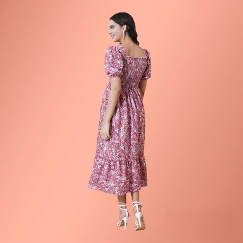 Image of Femvy Women's Polyester Fit and Flare Knee-Length Dress