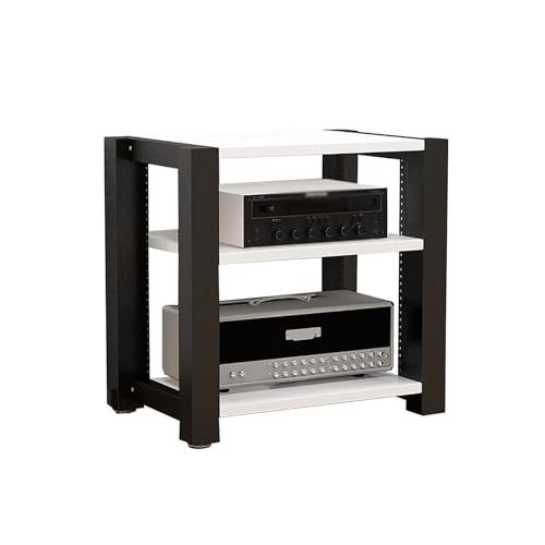 Étagère d'angle HiFi bois acier blanc meuble support routeur pour rangement multimédia - 2
