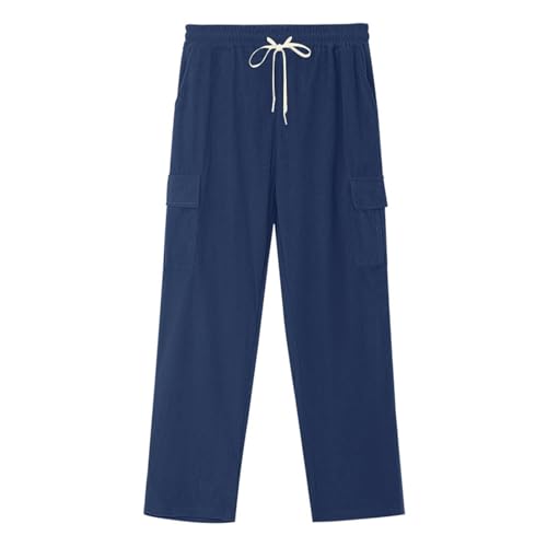 Men's Corduroy Casual Cargo Pants with Multi Pockets Trendy Relaxed Pant Drawstring Elastic Waist Athletic Trousers4