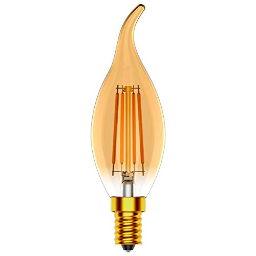 Tuoplyh Vintage dimbaar E14 LED filament windstoot kaarslamp, 4W vervangt 40 Watt gloeilamp, warm wit 2700K, CRI >80… - Afbeelding 3